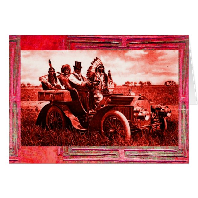 APACHES & GERONIMO DRIVING MOTOR CAR Father's Day (Front Horizontal)