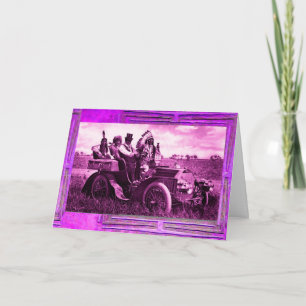 APACHES & GERONIMO DRIVING MOTOR CAR Father's Day Card