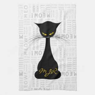 APAL: Black Cat Meow Custom Tea Towel