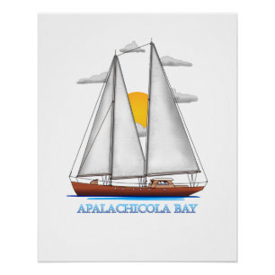 Apalachicola Bay Coastal Nautical Sailing Sailor Poster