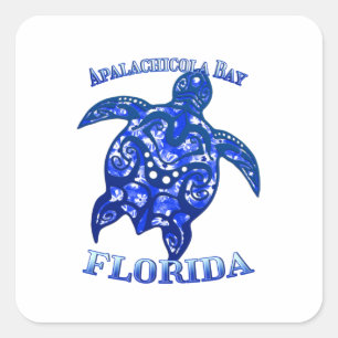 Apalachicola Bay Florida Vacation Tribal Turtle Square Sticker