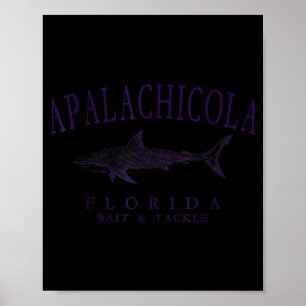 Apalachicola florida shark vintage plum art poster