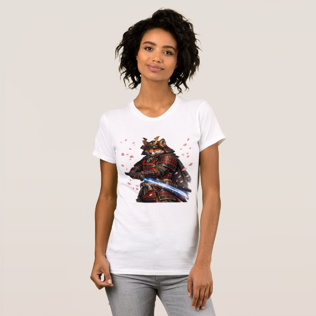 apanese Samurai Fox Kitsune Warrior T-Shirt (Front Full)