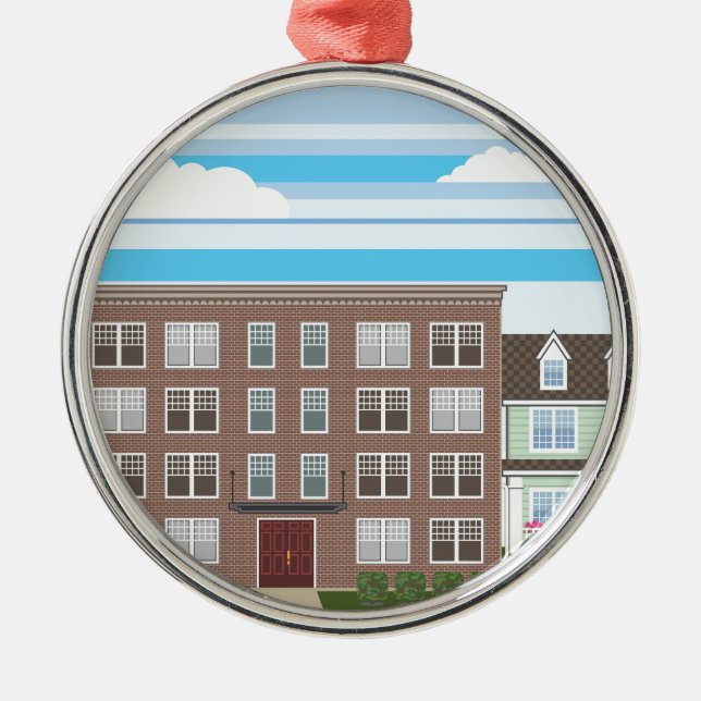 Apartment building metal tree decoration (Front)