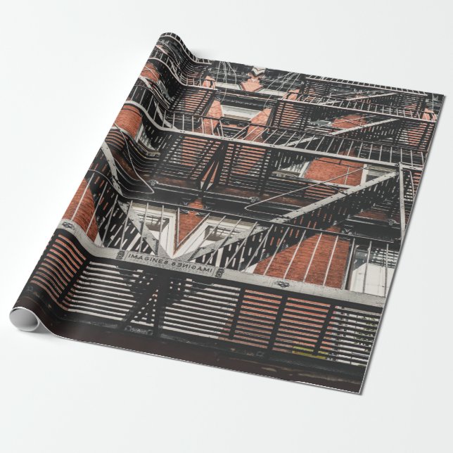 Apartment Building Stoops Wrapping Paper (Unrolled)