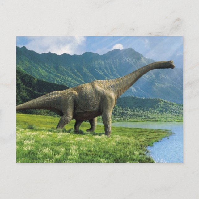 Apatosaurus At Lake Postcard Brontosaurus (Front)