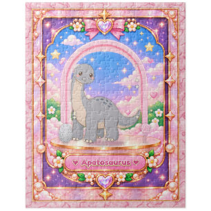 Apatosaurus Dinosaur, Kawaii Art Jigsaw Puzzle