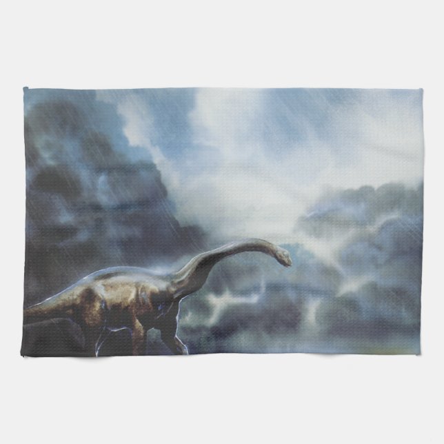 Apatosaurus or Brontosaurus Tea Towel (Horizontal)