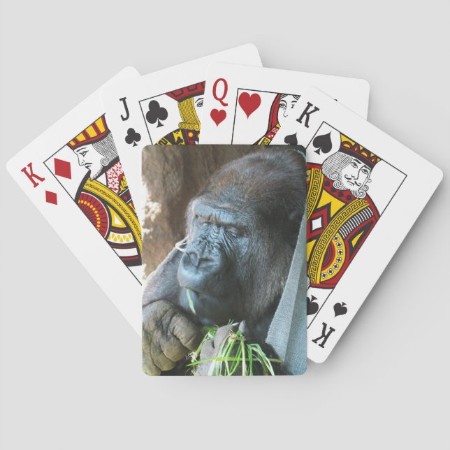 Ape hood ~ Japanese Gorilla Eating Playing Cards (Back)