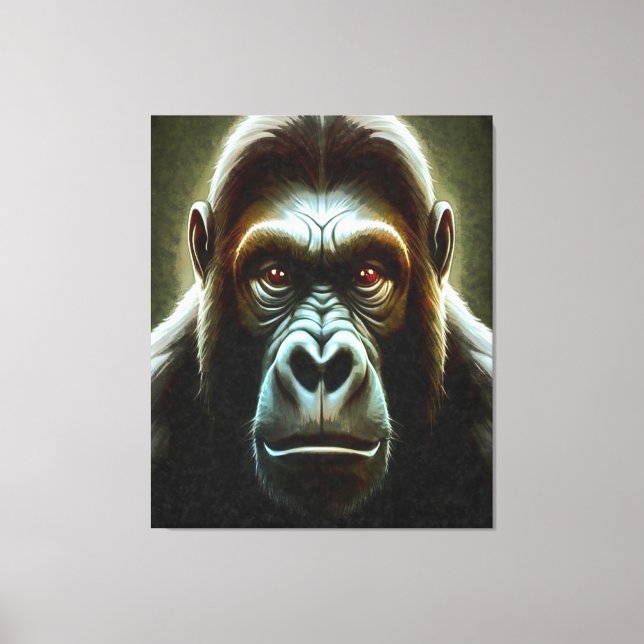 Ape Mountain Gorilla Fun Face Character Portrait Canvas Print (Front)