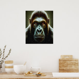 Ape Mountain Gorilla Fun Face Character Portrait Poster
