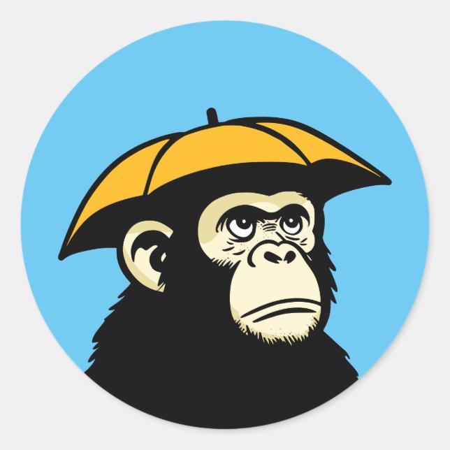 Ape no like rain classic round sticker (Front)
