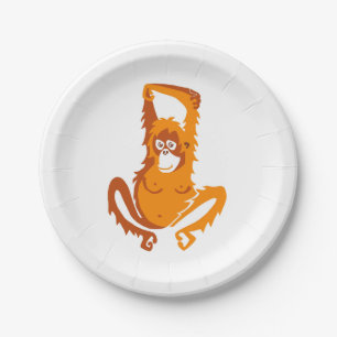 Ape -  ORANGUTAN -Endangered animal- Party Paper Plate