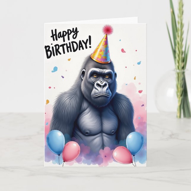 Ape Party Hat Birthday Card (Front)