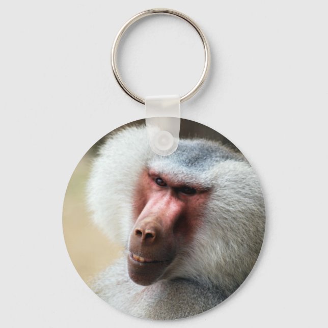 Ape saying howdy key ring (Front)
