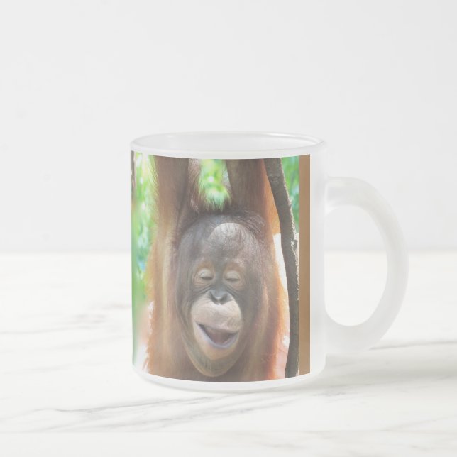 Ape with Joy Frosted Glass Coffee Mug (Right)