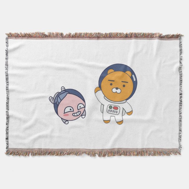 Apeach and Ryan in Space Throw Blanket (Front)