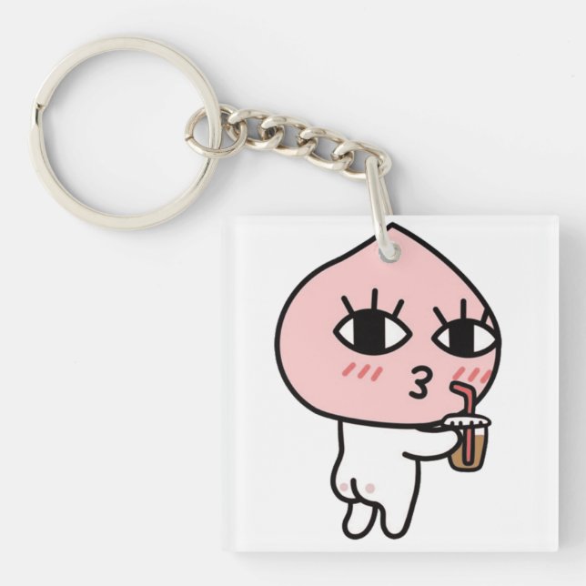 Apeach with Iced Coffee Key Ring (Front)