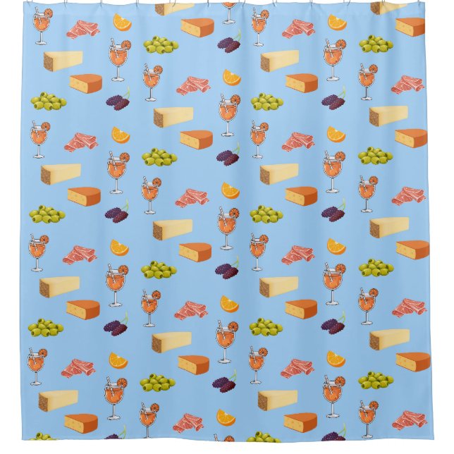 Aperol and Cheese Pattern Shower Curtain (Front)