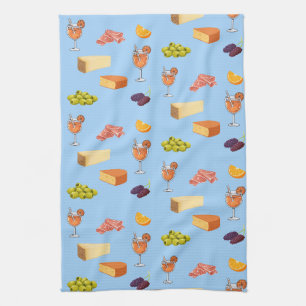 Aperol and Cheese Pattern Tea Towel
