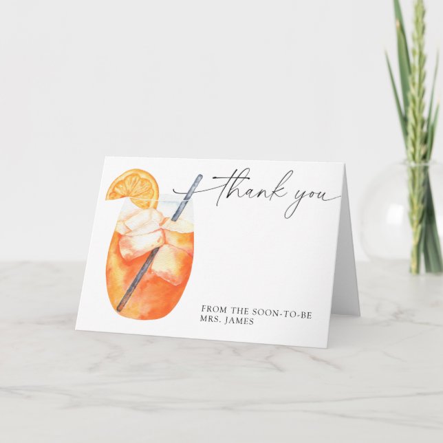 Aperol bridal shower thank you card (Front)