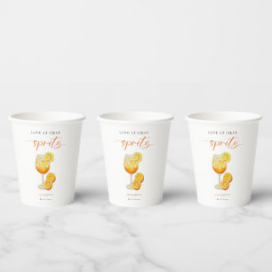 Aperol Love at First Spritz Orange Bridal Shower Paper Cups