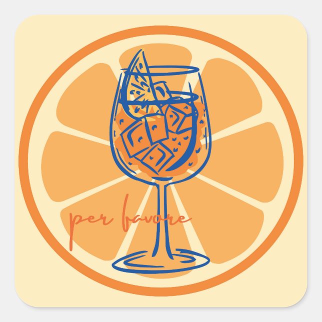 Aperol Per Favore Square Sticker (Front)