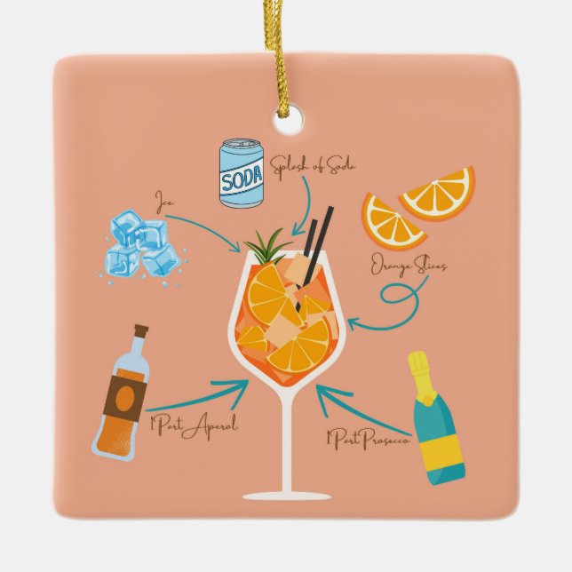 Aperol Recipe Ceramic Ornament (Front)