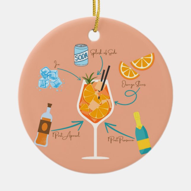  Aperol Recipe Ceramic Tree Decoration (Front)