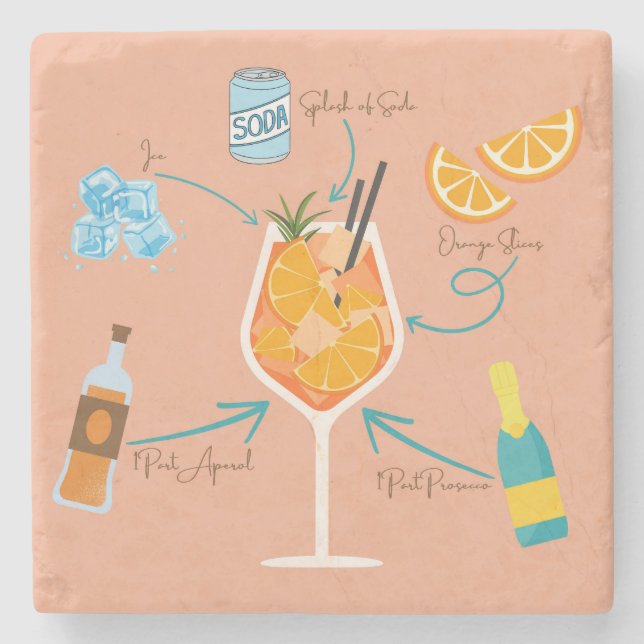 Aperol Recipe Stone Coaster (Front)