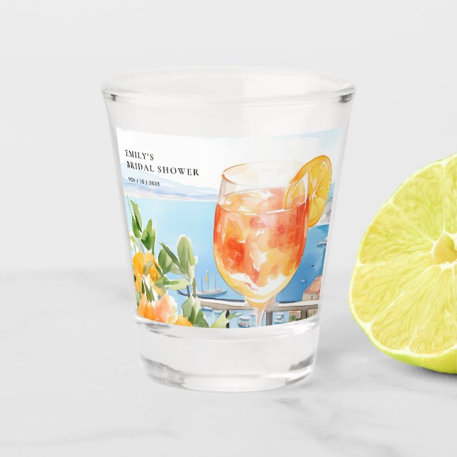 Aperol Spritz Amalfi Bridal Shower Shot Glass (Front)