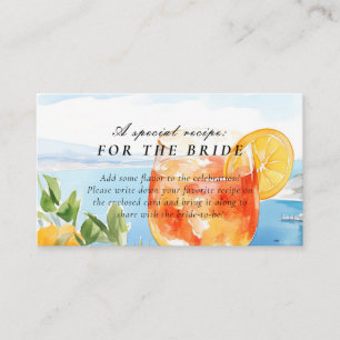 Aperol Spritz Amalfi Recipe Request Bridal Shower Enclosure Card
