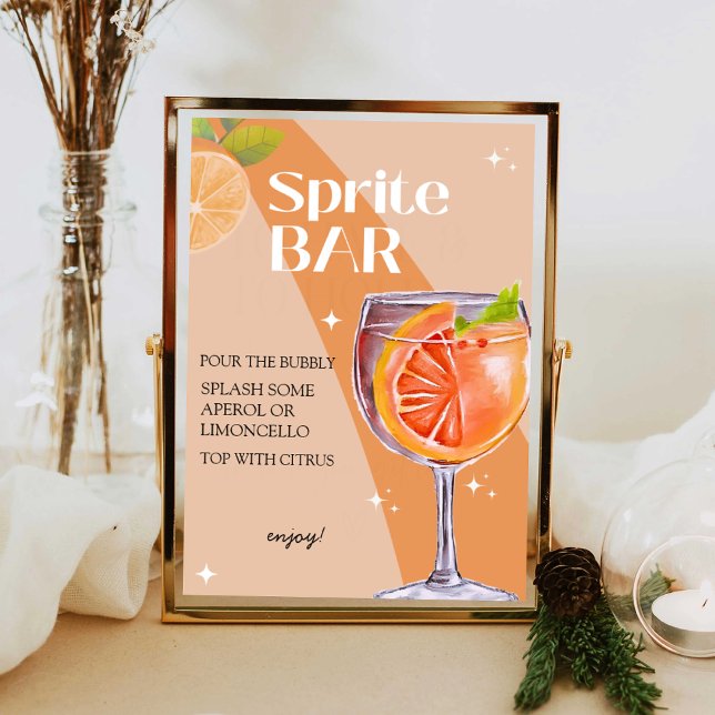 Aperol Spritz Bar Sign, Spritz Cocktail Print (Sprite Bar)