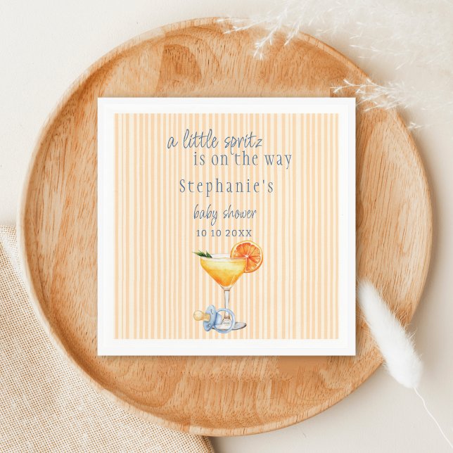 Aperol Spritz Blue Orange Citrus Boy Baby Shower Napkin (Creator Uploaded)