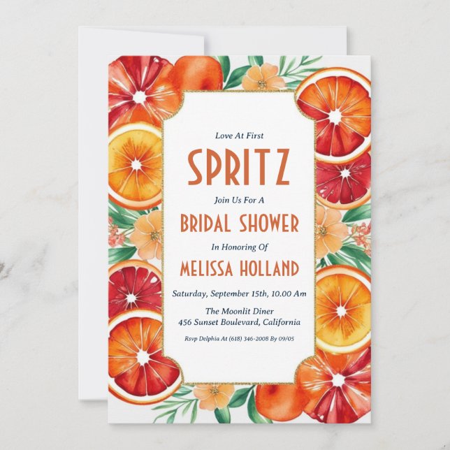 aperol spritz bridal shower invitations (Front)