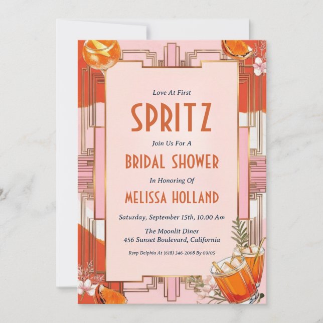 aperol spritz bridal shower invitations (Front)