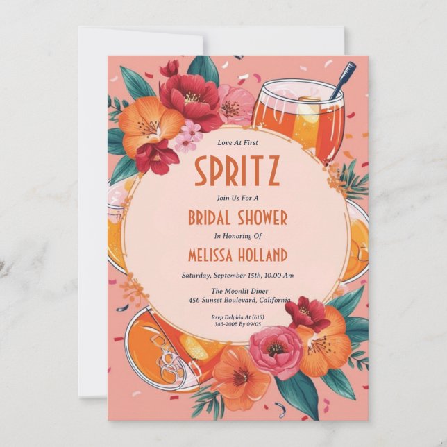 aperol spritz bridal shower invitations (Front)