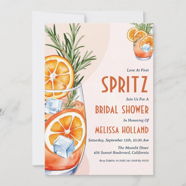 aperol spritz bridal shower invitations (Front)