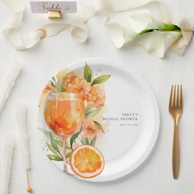 Aperol Spritz Bridal Shower Paper Plate (Wedding)