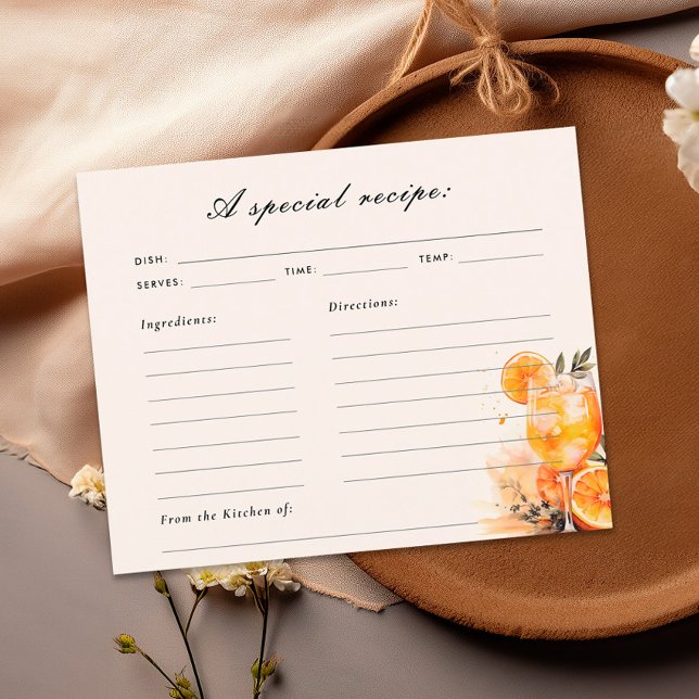 Aperol Spritz Bridal Shower Recipe Card (Creator Uploaded)