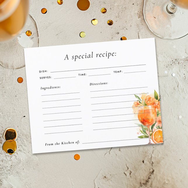 Aperol Spritz Bridal Shower Recipe Card (Creator Uploaded)