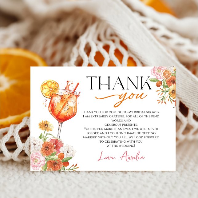 Aperol Spritz Bridal Shower Thank You Card (Creator Uploaded)