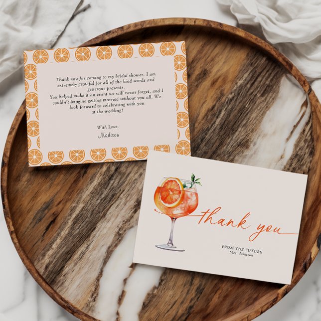 Aperol Spritz Bridal Shower Thank You Card (Creator Uploaded)