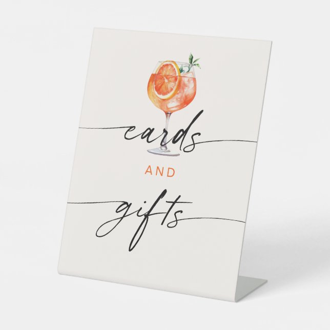 Aperol Spritz Cards & Gifts Bridal Shower Pedestal Sign (Front)