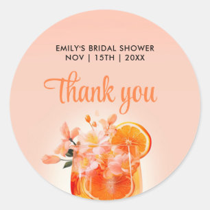 Aperol Spritz Cocktail Bridal Shower Classic Round Sticker