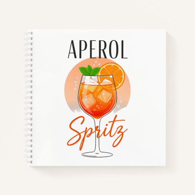 Aperol Spritz Cocktail Design Notebook (Front)