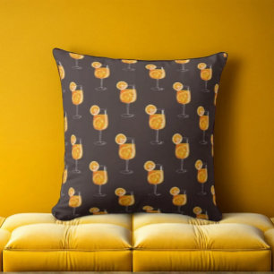 Aperol Spritz Cocktail Illustration Throw Pillow
