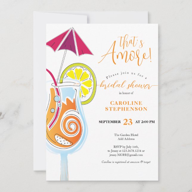 Aperol Spritz Cocktail Simple Script Bridal Shower Invitation (Front)