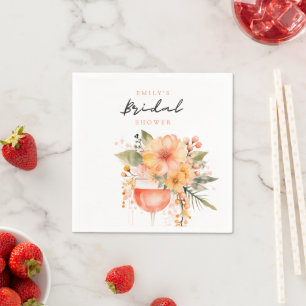 Aperol Spritz Floral Bridal Shower Napkin