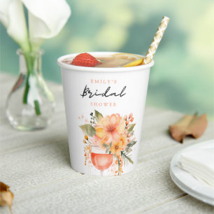 Aperol Spritz Floral Bridal Shower Paper Cups